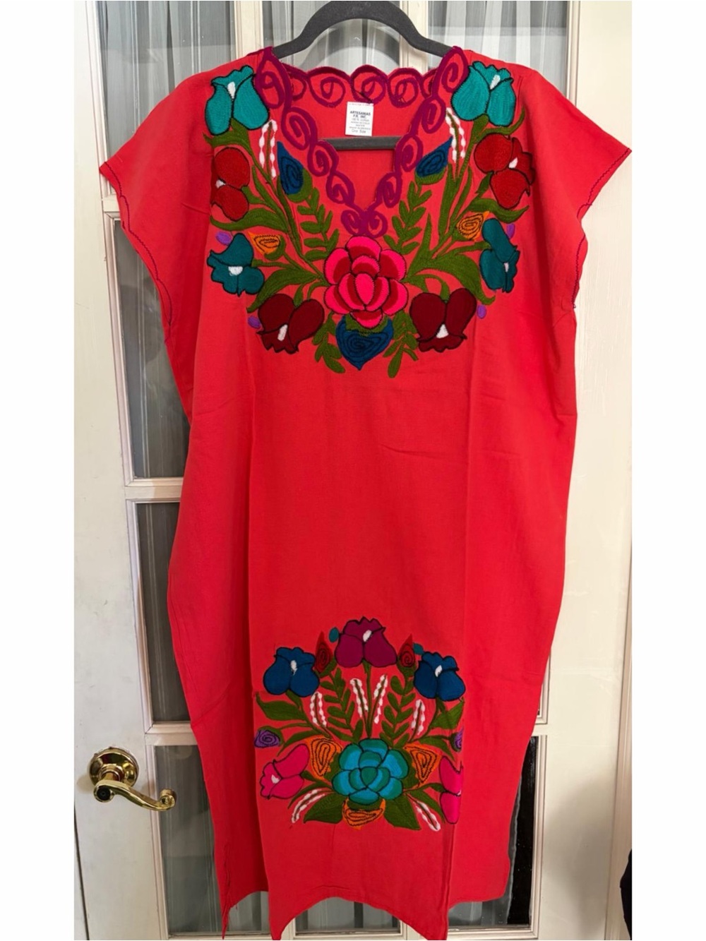 Mexican Embroidered Dress with Floral Design